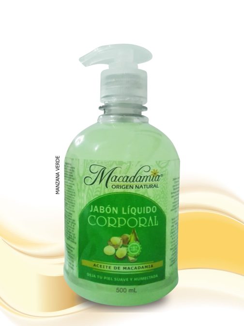 Jabón-Liquido con Aceite de Macadamia-x-500ml--Manzana-Verde . Macadamia Origen Natural
