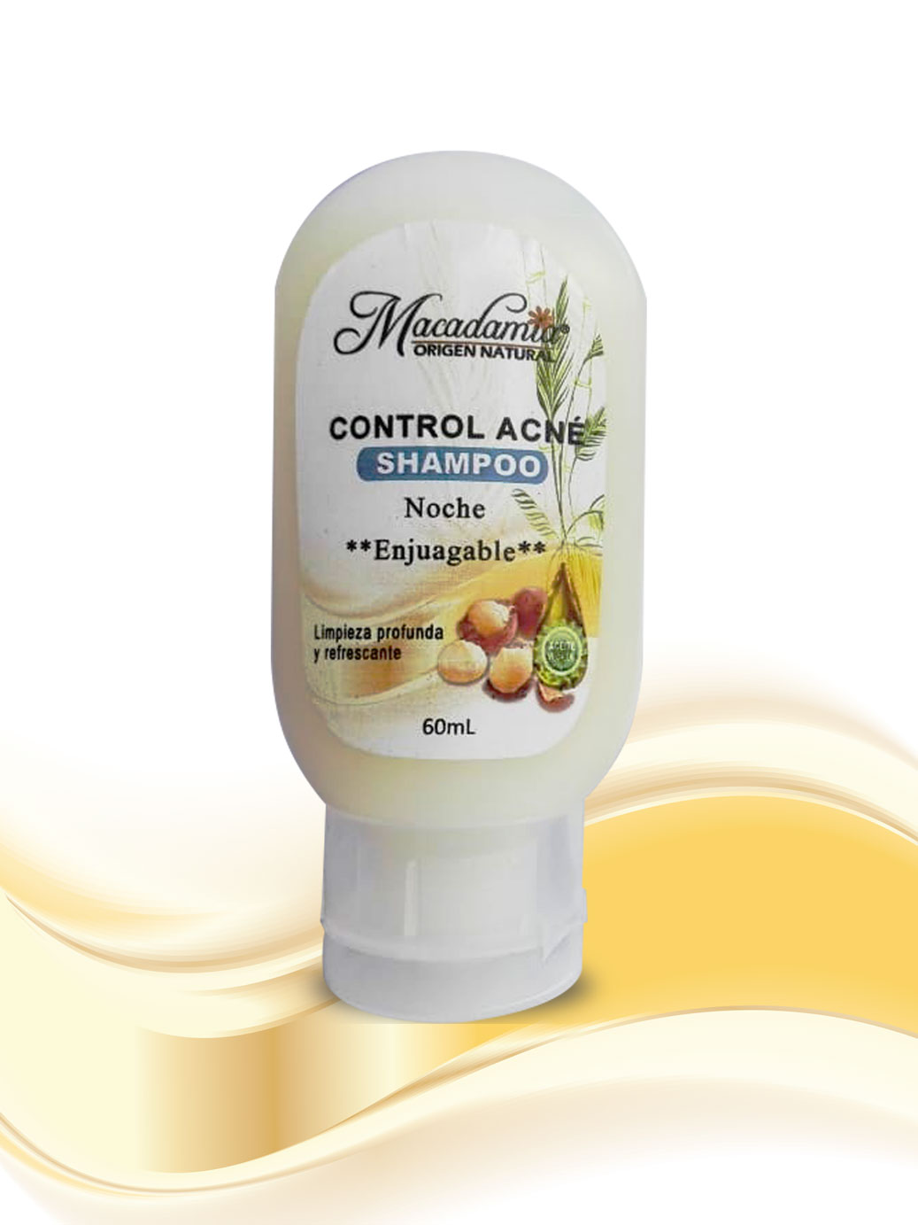 Shampoo control Acné con Aceite de Macadamia y árbol de Te, limpia profundamente controlando el Acné