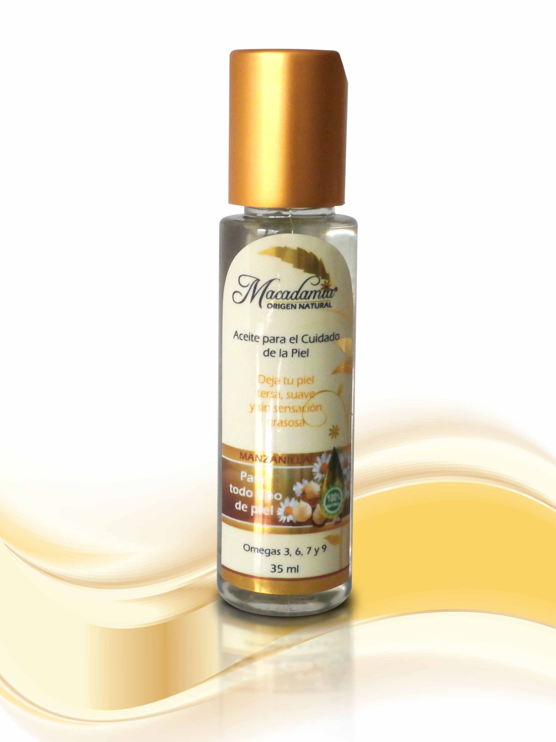 Aceite de Macadamia x 35 manzanilla Macadamia Origen Natural nutre y humecta la piel sin dejar sensación grasosa
