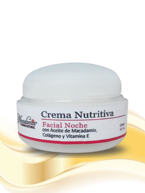 Crema Facial -Nutritiva Noche -x-60mL con Aceite de Macadamia Colágeno y Vitamiana EMacadamia Origen Natural